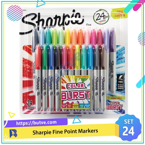 Vỉ 24 màu bút lông dầu vẽ trên mọi chất liệu Sharpie Fine Point