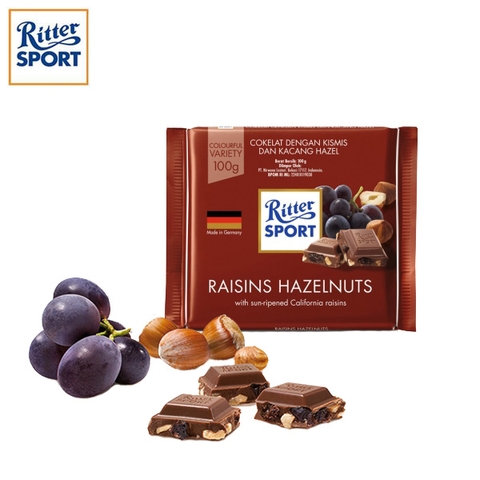 독일 리터스포트 건포도 & 헤이즐넛 100g RITTER Socola nho kho va hat de