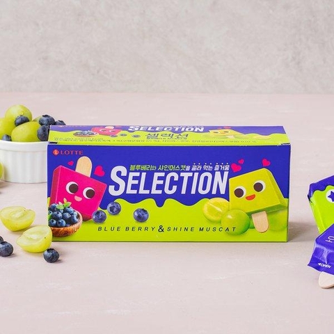 롯데 셀렉션 블루베리 앤 샤인머스켓 LOTTE Kem Selection viet quat & nho sua