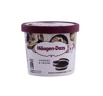 프랑스 하겐다즈 쿠키 & 크림 미니컵 100ml HAAGEN-DAZS Kem banh quy va kem hop mini