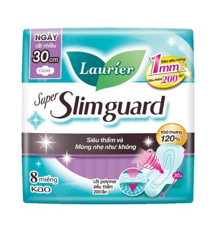 일본 로리에 슈퍼 슬림가드 1mm 날개형 생리대 30cm 8매 (인도네시아산) LAURIER Bang ve sinh sieu mong bao ve 1mm 8ps