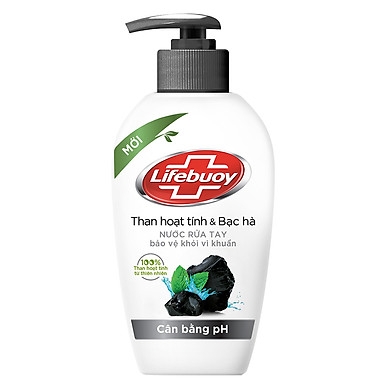 유니레버 라이브 포이 활성탄 & 민트 180ML LIFEBUOY Nuoc rua tay than hoat tinh & bac ha