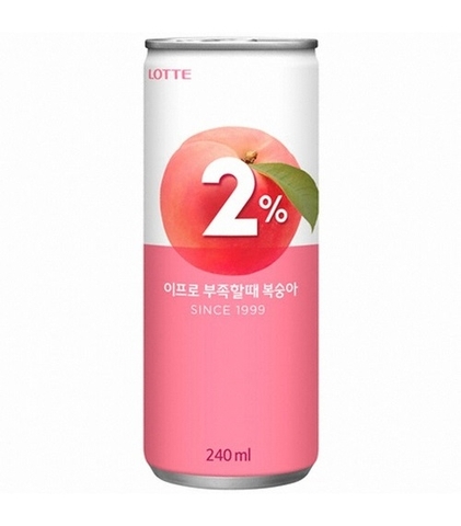 롯데칠성 2% 부족할때 복숭아 240ML LOTTE Nuoc dao 2%