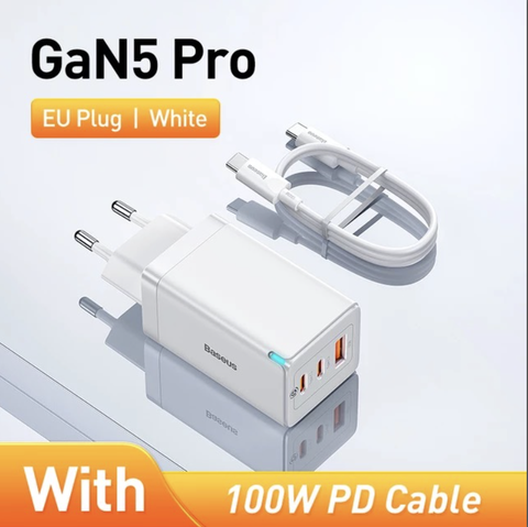 베이스어스  GaN2 라이트 C타입+USB포트 65W 고속 충전기 멀티포트 PD충전 한국형플러그 BASEUS Cu sac nhanh 65W  GaN2 Lite Quick Charger