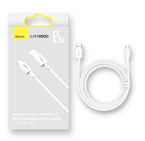 베이스어스 고속 충전 케이블 USB to C 65W 1m BASEUS Supervooc Cap sac nhanh USB to Type C 65W (white)