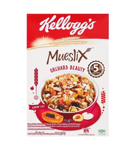 태국 켈로그 뮤슬릭스 오처드 뷰티 375g KELLOGGS Ngu coc hoa qua Mueslix Orchard Beauty