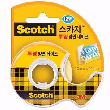 3M 스카치 투명양면테이프 12mm*11.4m 3M Bang dinh hai mat Scotch (vang)