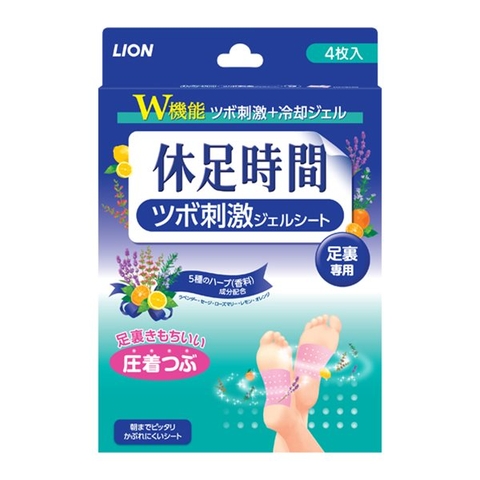 라이온코리아 휴족시간 지압자극 젤스트 발바닥 전용 4매입 LION Mieng dan thu gian cho ban chan