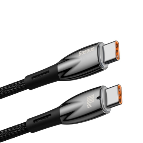 베이스어스 고속 충전 케이블 C to C 100W 1m 블랙 Cap sac nhanh Baseus Glimmer Series cable with fast charging USB-C 480Mb/s PD 100W 1m mau den