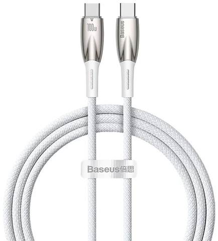 베이스어스 고속 충전 케이블 C to C 100W 1m 화이트 Cap sac nhanh BASEUS GLIMMER SERIES CABLE WITH FAST CHARGING USB-C 480MB/S PD 100W 1M mau trang