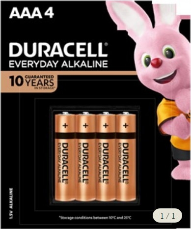 듀라셀 알카라인 건전지 AAA 4개입 Duracell everyday alkaline AAA4