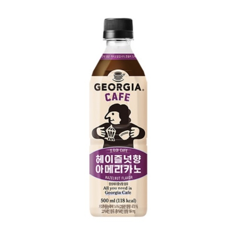 한국 코카콜라 조지아 카페 헤이즐넛향 아메리카노 500ml Ca phe Georgia Hazelnut Americano