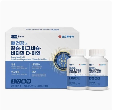 코오롱제약 뼈 건강엔 칼슘.마그네슘.비타민 D.아연 Thuc pham bo sung canxi, magie, vitamin d, kem