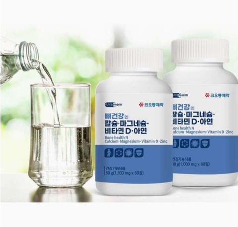 코오롱제약 뼈 건강엔 칼슘.마그네슘.비타민 D.아연 Thuc pham bo sung canxi, magie, vitamin d, kem