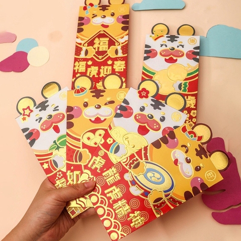 빨간 봉투 귀여운 호랑이 6개입 Phong bao li xi ho dang yeu 6pcs