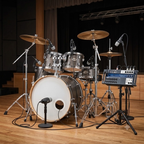 Cho Thuê Micro Trống 7 Mic và Mixer Digital Mixing Cho Trống
