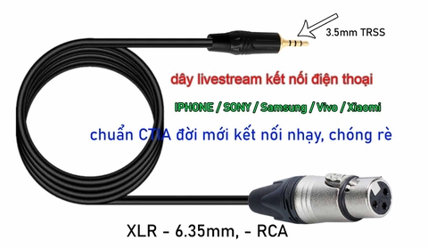 CM3 Dây livestream 3M Canon cho iphone / ipad / Samsung / SONY - XLR & TRSS