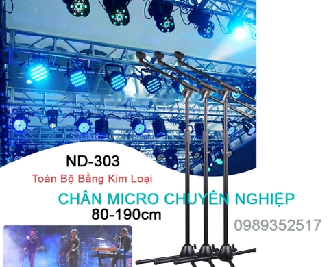 Chân Mic ND-303 - Toàn Bộ Bằng Kim Loại, Khóa Kim Loại Tốt, chắc chắn, bền, thân micro đường kính 2.5cm