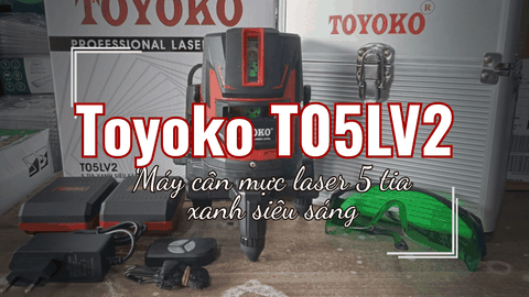 Toyoko T05LV2 — Máy cân mực laser 5 tia xanh, pin lớn & remote | Giá hợp lý