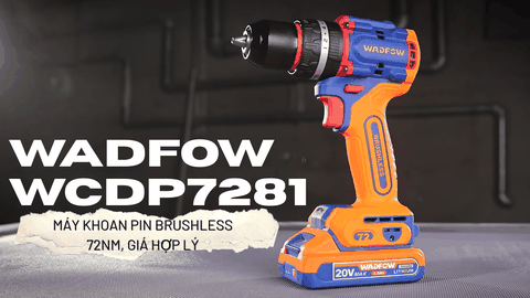 Bộ máy khoan không chổi than 72Nm 2PIN 2Ah + 1 sạc Wadfow WCDP7281 — Giá tốt, dùng gia đình và thợ đều ổn