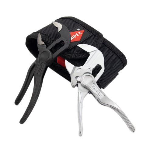 Bộ kìm kẹp 8604100 và kìm mỏ quạ 8700100 mini kèm túi đeo hông Knipex 002072V04XS