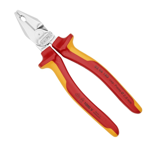 Kìm điện đa năng lưỡi cắt HRC 63, cách điện 1000V Knipex 02 06 180