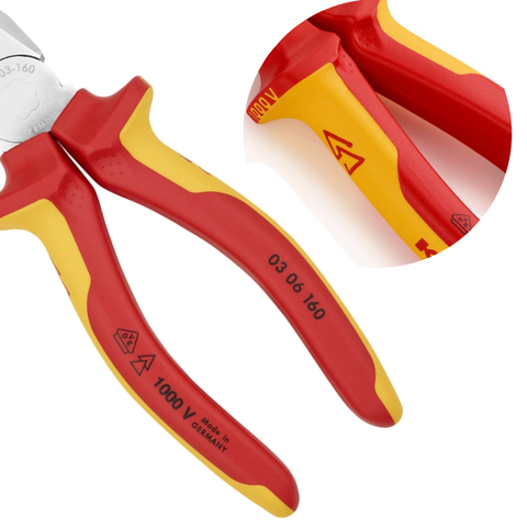 Kìm điện đa năng 160mm lưỡi cắt HRC 60, cách điện 1000V Knipex 03 06 160