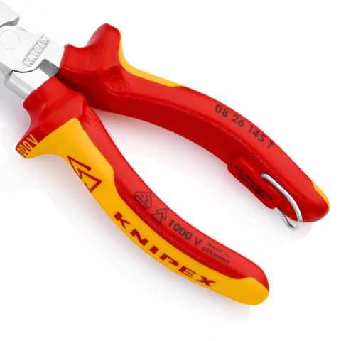 Kìm mũi nhọn 145mm cách điện 1000V có móc treo Knipex 08 26 145 T BK