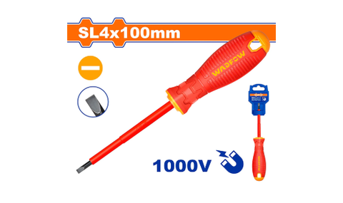 Tua vít dẹp cách điện SL4x140mm WadFow WSD7244