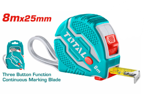 Thước kéo  thép nền vàng  8mx25mm Total TMT126381
