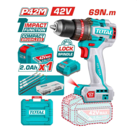 Máy Khoan Búa TOTAL TIDLI4216982 96N.m Không Chổi Than Dùng Pin 20v (không kèm pin và sạc)