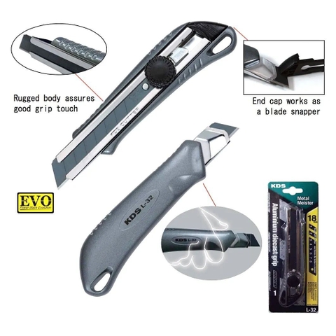 Dao rọc giấy lưỡi 18mm cán nhôm Kds L-32
