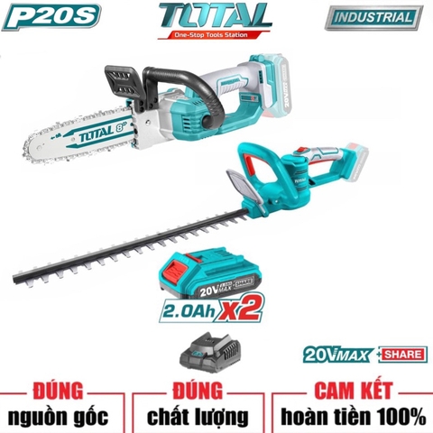 Bộ combo máy cưa xích & máy cắt hàng rào dùng pin 20V Total TOSLI23044