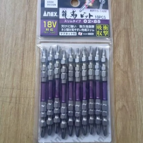 [ Bán lẻ ] Vỉ 10 mũi bắn vít 2 đầu có từ tính dài 85mm Anex ARTS-14M+2