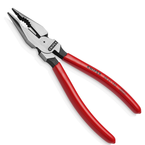 Kìm mũi nhọn 185mm, cán bọc nhựa Knipex 08 21 185
