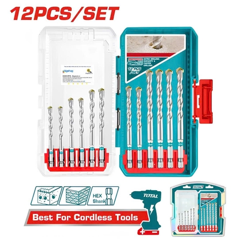 Bộ 12 mũi khoan bê tông chuôi lục giác Total TACSDL12206
