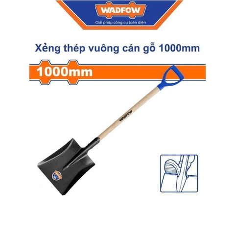 Xẻng thép vuông cán gỗ 1000mm Wadfow WSE1317