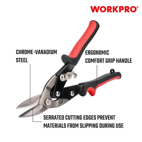 Kéo cắt tôn mũi cong trái 250mm (10inches) Workpro WP214016