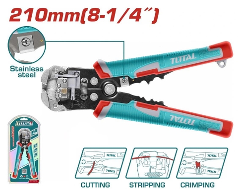 Kìm tuốt dây điện tự động đa năng 3 trong 1 (0,2 ~ 6mm²)  Total THT15246