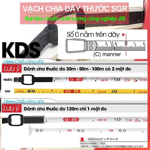 Thước kéo (cuộn) dài 50m sợi thủy tinh KDS SGR-1250