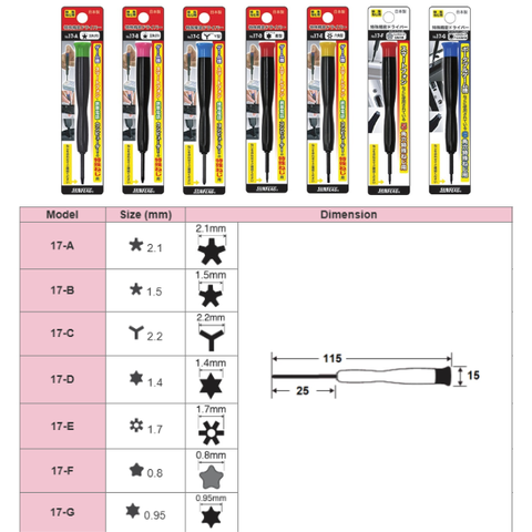 Tua vít điện từ bông sao 5 cạnh 2.1mm không lỗ Sunflag 17A