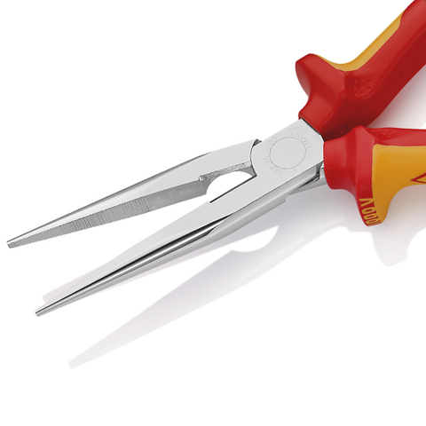 Kìm mũi nhọn đàn hồi 200mm, cách điện 1000V có móc treo Knipex 2616200T