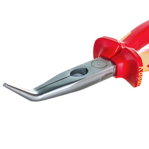 Kìm kẹp mạ chrome mũi cong 40°, dài 200mm cách điện 1000V Knipex 2626200