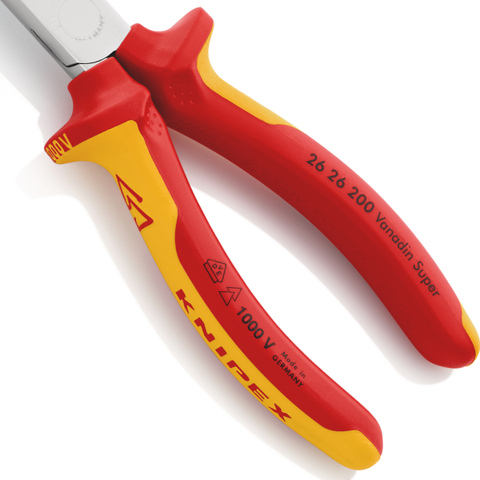 Kìm kẹp mạ chrome mũi cong 40°, dài 200mm cách điện 1000V Knipex 2626200