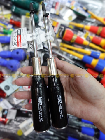 Tua vít đóng bake 4 cạnh PH2 dài 100mm cán gỗ Anex No.170+2X100