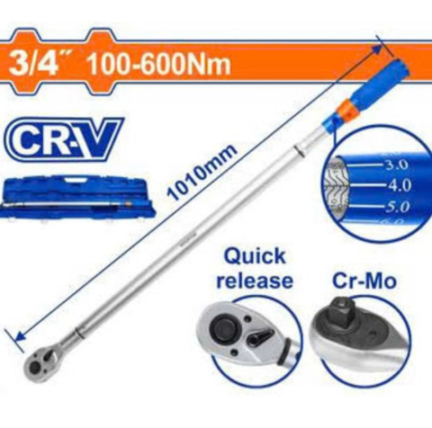 Cờ Lê Lực 3/4 inch Dải Siết 100–600Nm Wadfow WWQ3D34