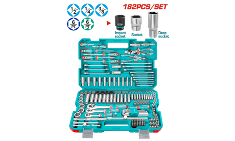 Bộ dụng cụ cơ khí 182 chi tiết Total THKTHP61827