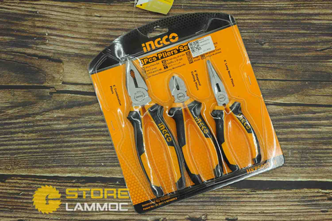 Bộ 3 kìm răng, cắt và nhọn Ingco HKPS08318