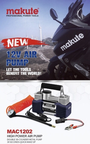 Bơm lốp xe hơi, 2 xi lanh Makute MAC1202