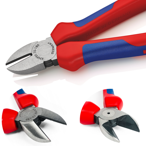 Kìm cắt mũi thon dài 180mm, cán xanh đỏ Knipex 7002180